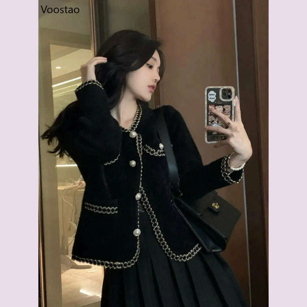 Elegant Imitation Mink Cashmere Sweater Jacket Women Autumn Winter Korean O-Neck Loose Knitted Cardigan Female Fashion Outwear - KIMLUD