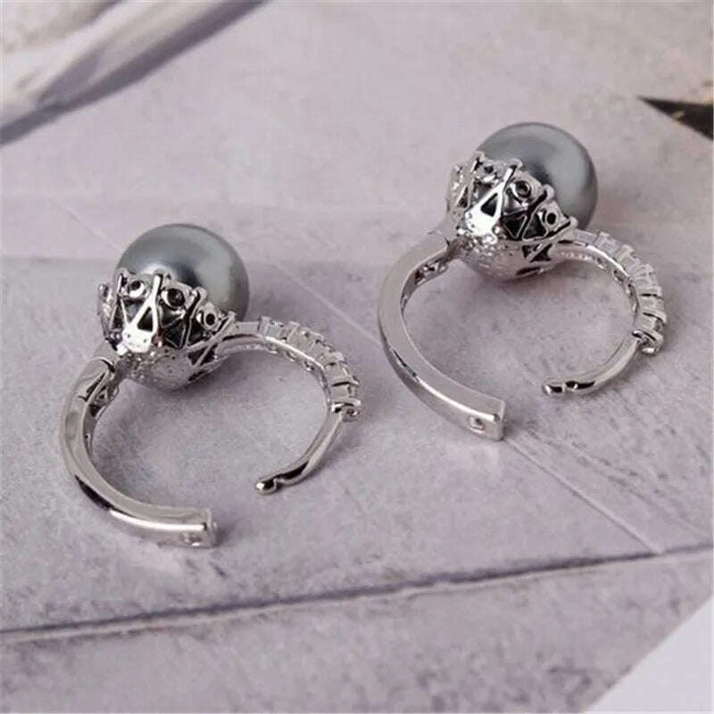 Elegant Imitation Pearl Silver Color Hoop Earrings for Women Jewelry Wedding Brincos Engagement Statement Earring Accessories - KIMLUD