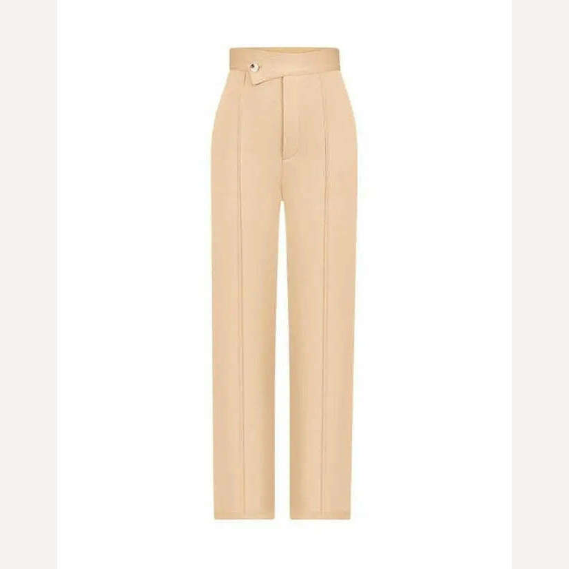 KIMLUD, Elegant Plain Zip Fly High Waist Work Pants 2023 Summer European & American Women's Clothing Casual Daily Fashion Trousers, KIMLUD Womens Clothes