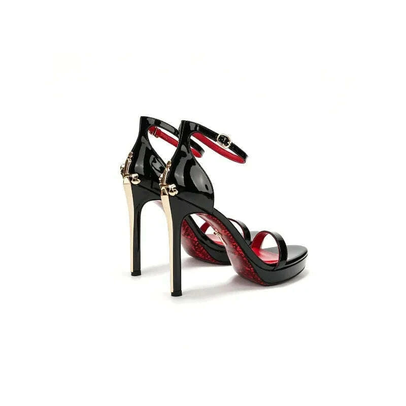 Elegant Sexy Patent Leather High Heeled Sandals Luxury Designer Fine Heel Fashion Women Zapatos