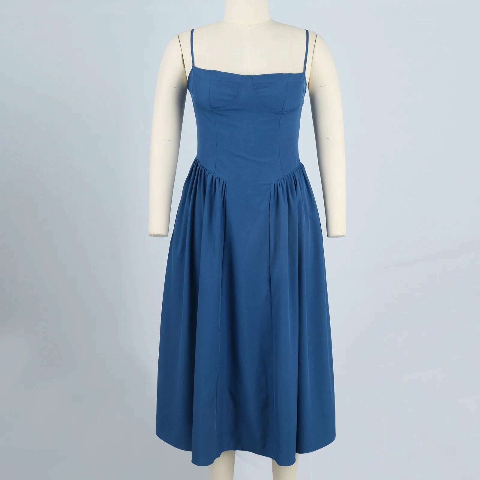 KIMLUD, Elegant Slim Backless Midi Dress Women Fashion Solid Suspender Dresses 2024 New Summer Female Party Evening Robes Vestidos, KIMLUD Womens Clothes