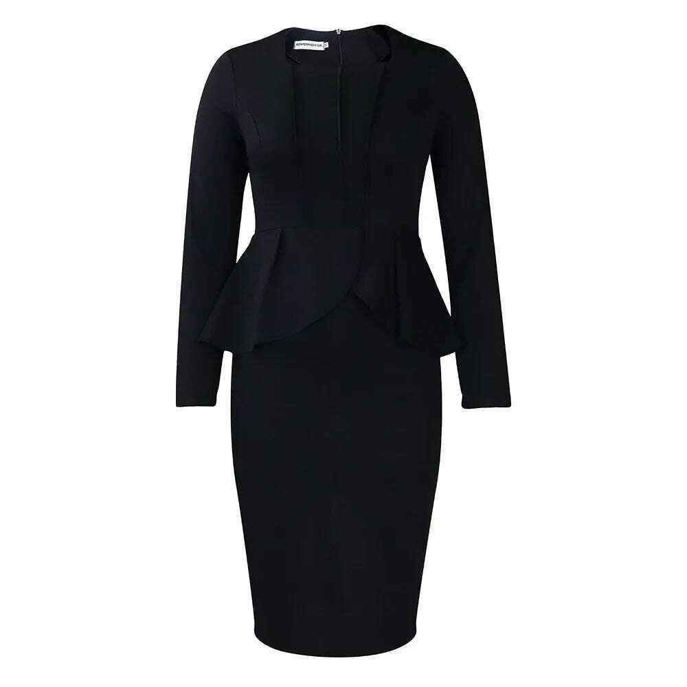 Elegant Solid Ruffle Party Dress Women Fashion Pleated Bodycon Evening Wedding Work Business Midi Dress - KIMLUD