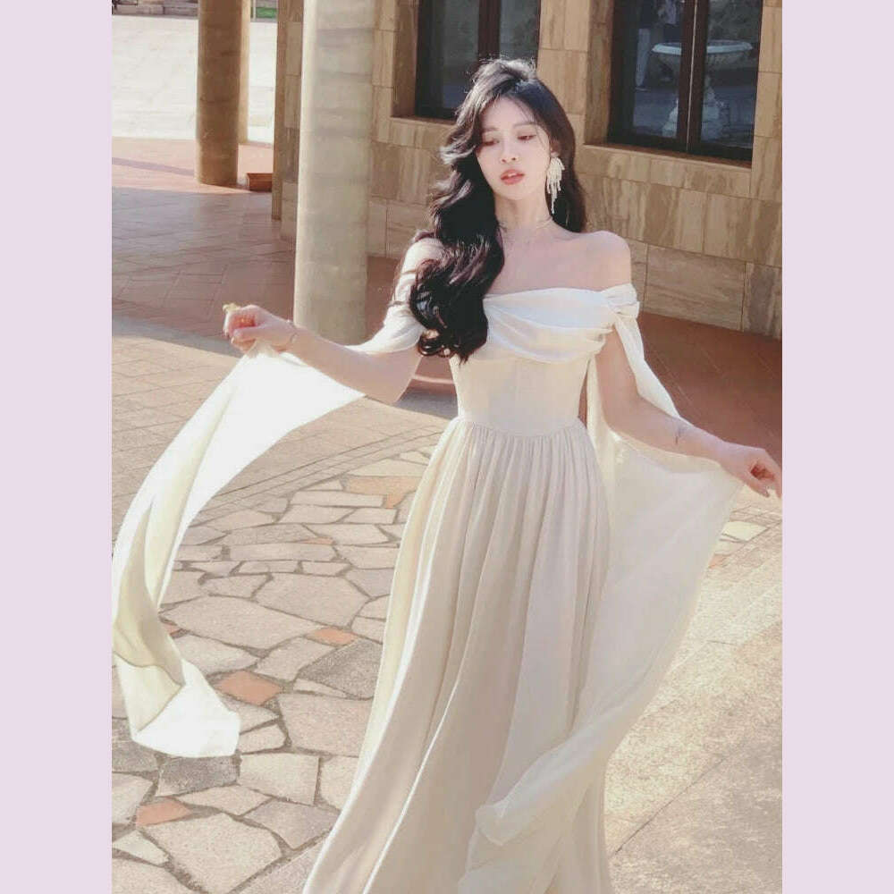 KIMLUD, Elegant Wedding Evening Party White Dress Women France Vintage Princess Dresses Formal Occasion Vestidos Korean Chic Clothes New, KIMLUD Womens Clothes