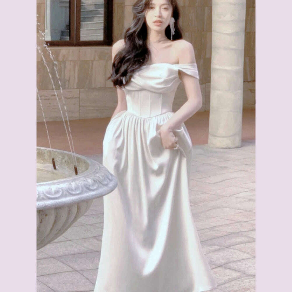 KIMLUD, Elegant Wedding Evening Party White Dress Women France Vintage Princess Dresses Formal Occasion Vestidos Korean Chic Clothes New, KIMLUD Womens Clothes