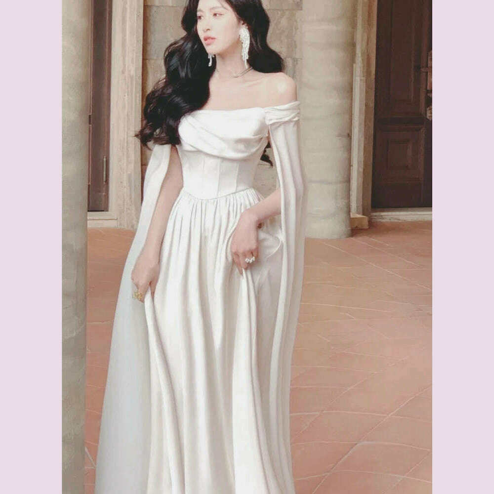 KIMLUD, Elegant Wedding Evening Party White Dress Women France Vintage Princess Dresses Formal Occasion Vestidos Korean Chic Clothes New, KIMLUD Womens Clothes