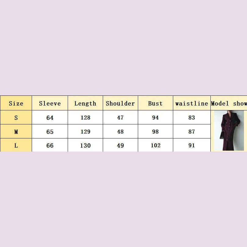 Elegant Wine Red Waist Up Wool Blend Long Jacket Women Chic Lapel Collar Single Breast Overcoat 2025 Autumn Lady High Streetwear - KIMLUD