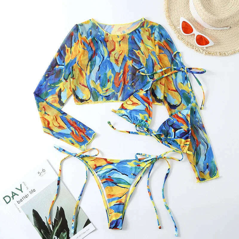 KIMLUD, Ellolace Leopard Women's Swimsuit Of 3 Items Halter Micro Bikini Top Separately Print Bathing Suit Brazilian Low Waist Beachwear, KIMLUD Womens Clothes