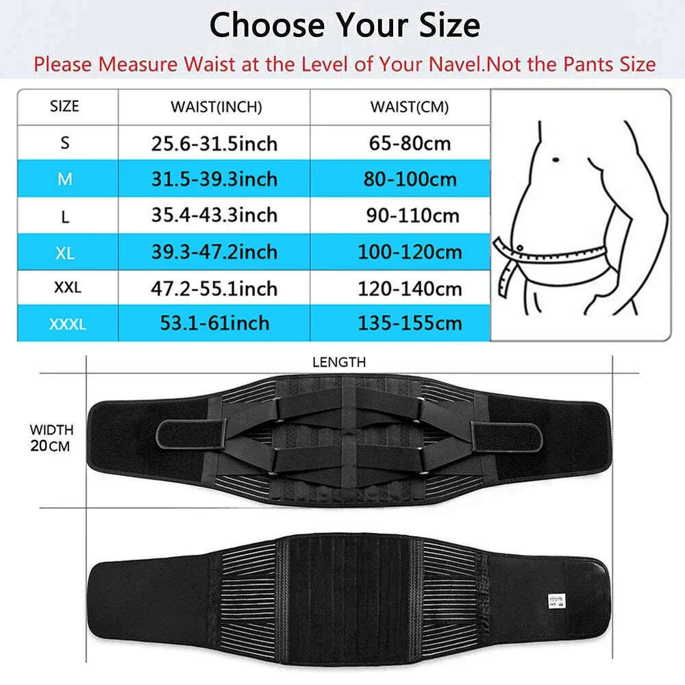 KIMLUD, Elstiac Lumbar Back Belt Waist Support Trainer Adjustable Lumbar Pad with 6 Stays Abdominal Binder Fitness Gym Belts Women Men, KIMLUD Womens Clothes