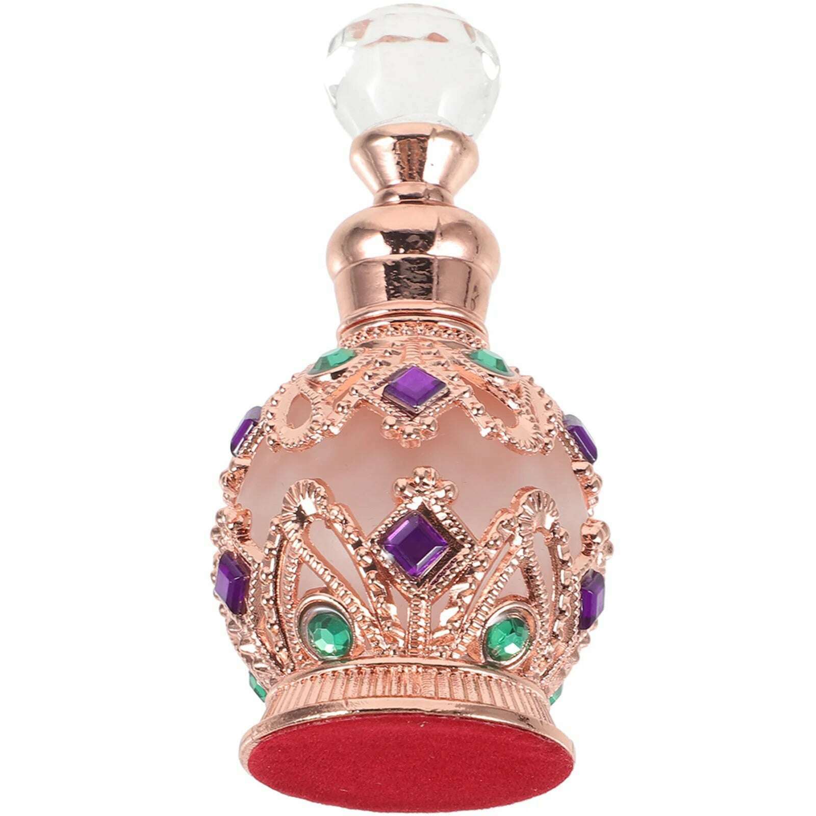 Empty Jeweled Essential Oil Bottle for Travel Vintage Bottle Mini Dropper Bottle Metal 15ml Perfume Bottle Arab Style Women Gift - KIMLUD