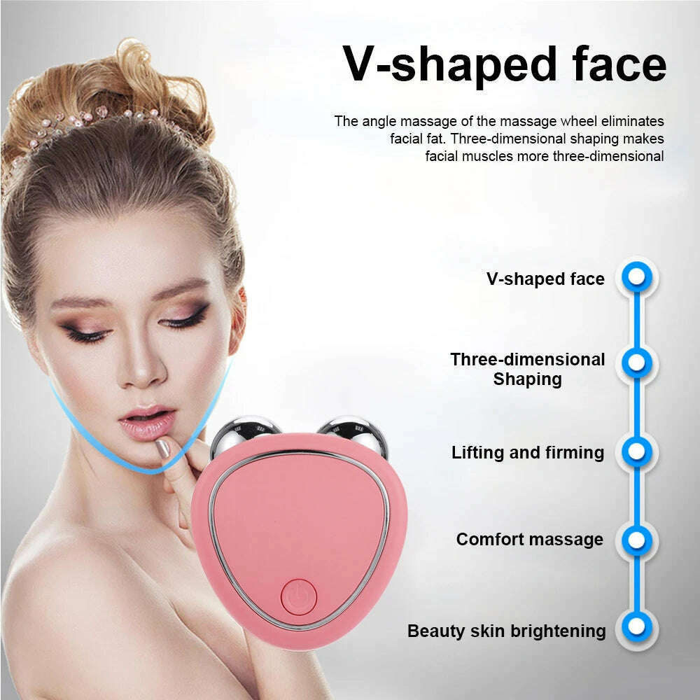 EMS Face Lifting Machine Facial Massager Microcurrent Roller Skin Tightening Rejuvenation Beauty Charging Facial Anti Wrinkle - KIMLUD