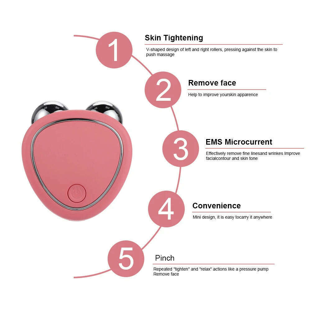 EMS Face Lifting Machine Facial Massager Microcurrent Roller Skin Tightening Rejuvenation Beauty Charging Facial Anti Wrinkle - KIMLUD