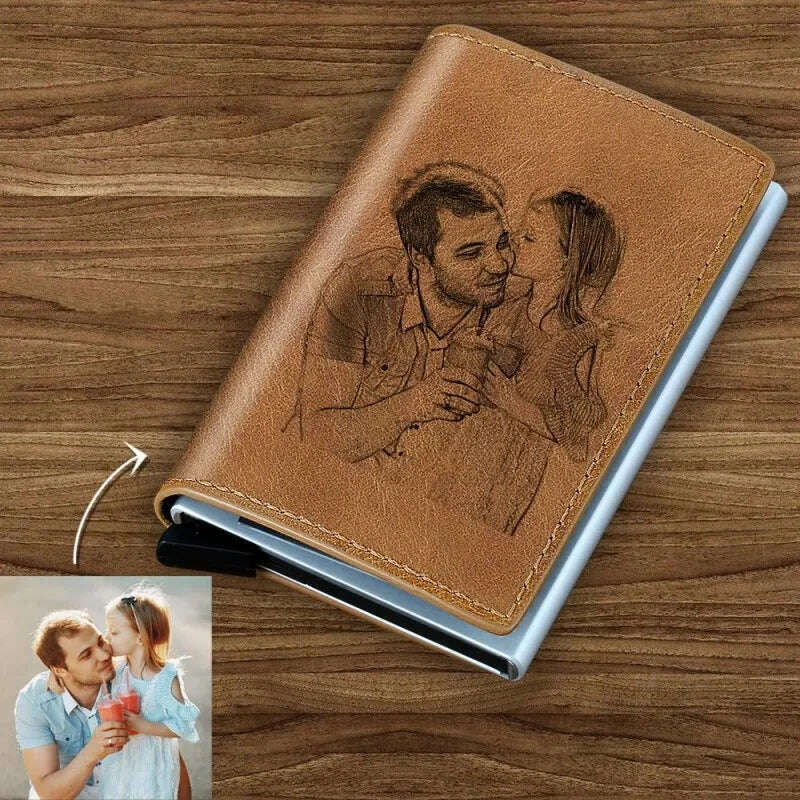 Engraving RFID Credit Card Holder Picture Custom Carving Wallet Card C