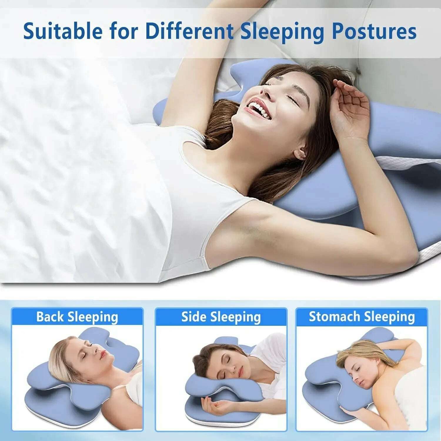 Ergonomic Cervical Pillow Memory Foam Pillow Neck Pain Relief Comes With Ice Silk Pillowcase Adjustable For Back Side Sleepers - KIMLUD