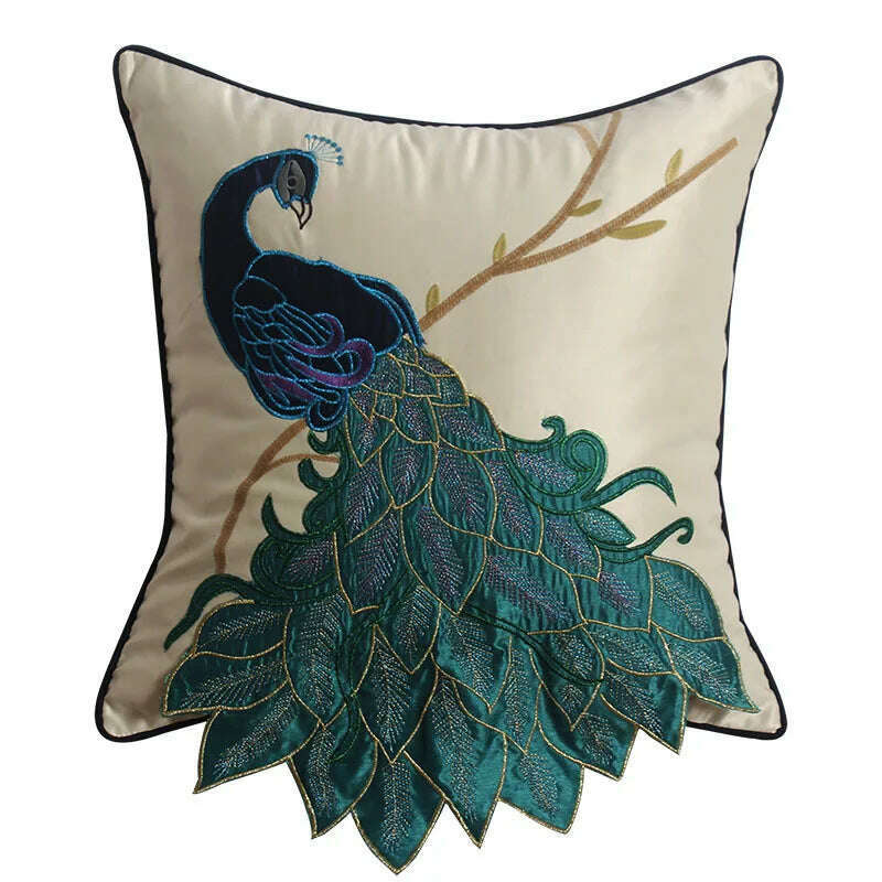 KIMLUD, Ethnic Embroidered Cushion Cover 45x45 Pillow Case for Sofa Home Decor Pillow Covers Decorative Pillowcase Cushion Cover 30x50, Blue 45X45CM Left, KIMLUD APPAREL - Womens Clothes