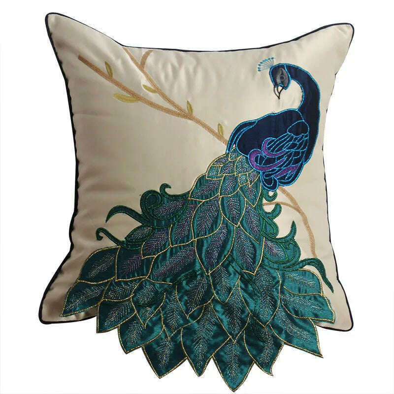 KIMLUD, Ethnic Embroidered Cushion Cover 45x45 Pillow Case for Sofa Home Decor Pillow Covers Decorative Pillowcase Cushion Cover 30x50, Blue 45X45CM Right, KIMLUD APPAREL - Womens Clothes