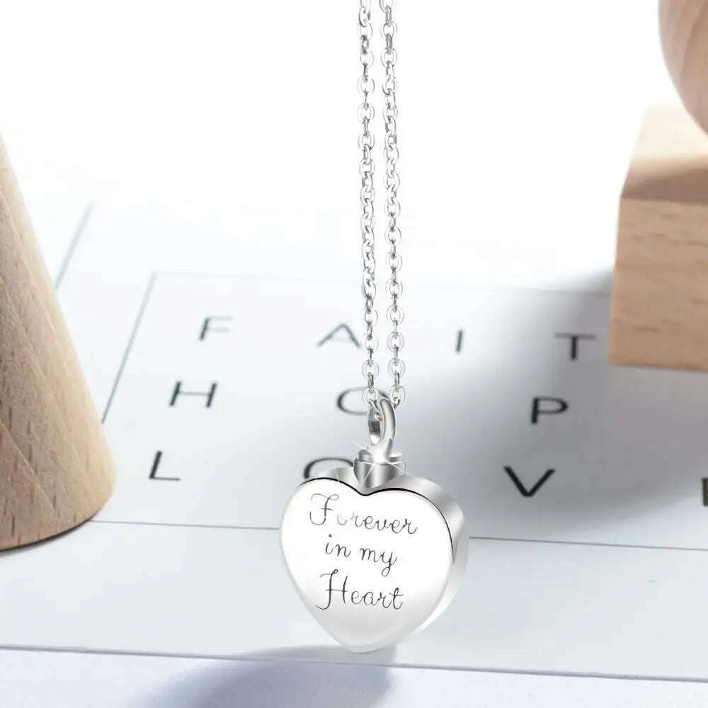 Eudora Sterling Silver Heart Locket Heart cremation memorial ashes urn Blue Crystal birthstone necklace jewelry keepsake CYG004 - KIMLUD