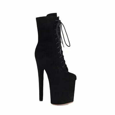 KIMLUD, Europe America Women Ankle Boots Woman Pointed Toe Lace-Up High Heels Platform Shoes Sexy Ladies Dance Performance Party Botas, Black / 34, KIMLUD APPAREL - Womens Clothes