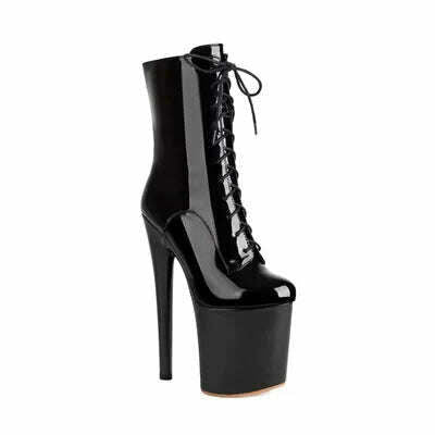 KIMLUD, Europe America Women Ankle Boots Woman Pointed Toe Lace-Up High Heels Platform Shoes Sexy Ladies Dance Performance Party Botas, black 1 / 34, KIMLUD APPAREL - Womens Clothes