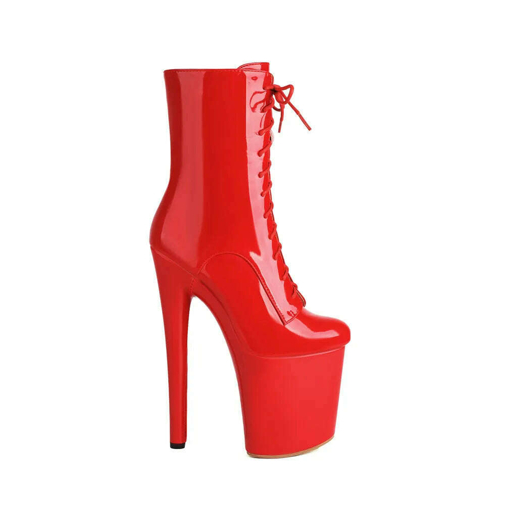 KIMLUD, Europe America Women Ankle Boots Woman Pointed Toe Lace-Up High Heels Platform Shoes Sexy Ladies Dance Performance Party Botas, KIMLUD Womens Clothes