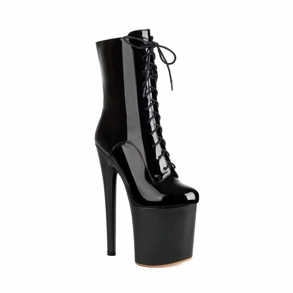 KIMLUD, Europe America Women Ankle Boots Woman Pointed Toe Lace-Up High Heels Platform Shoes Sexy Ladies Dance Performance Party Botas, KIMLUD Womens Clothes