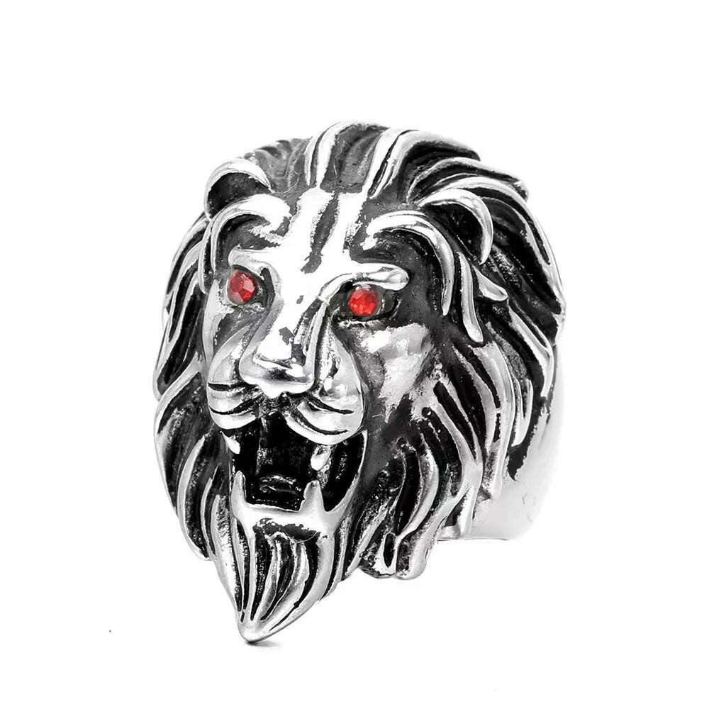 KIMLUD, Europe And the United States Stainless Steel Ring men 's Jewelry Wholesale Domineering Lion Head, B / 7, KIMLUD APPAREL - Womens Clothes