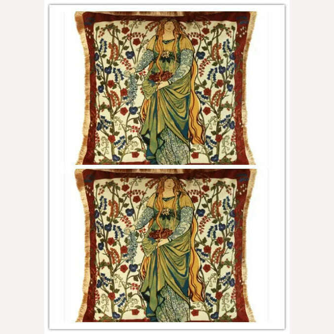 KIMLUD, Europe Fairy Story Luxury Velvet Cushion Cover 45x5cm Throw Pillow Cover Decorative for Couch Living Room Bedroom Car Red Vintag, 450mm*450mm / 2D, KIMLUD APPAREL - Womens Clothes