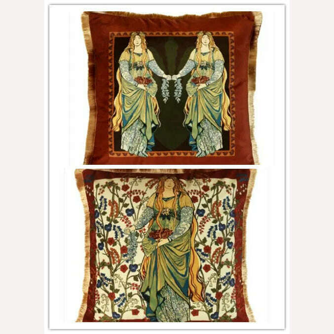 KIMLUD, Europe Fairy Story Luxury Velvet Cushion Cover 45x5cm Throw Pillow Cover Decorative for Couch Living Room Bedroom Car Red Vintag, 450mm*450mm / BD, KIMLUD APPAREL - Womens Clothes