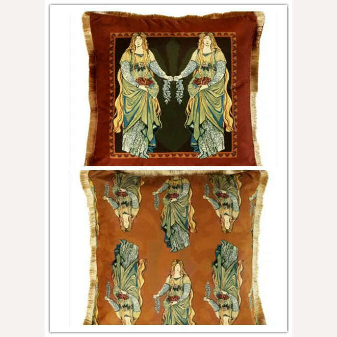 KIMLUD, Europe Fairy Story Luxury Velvet Cushion Cover 45x5cm Throw Pillow Cover Decorative for Couch Living Room Bedroom Car Red Vintag, 450mm*450mm / BC, KIMLUD APPAREL - Womens Clothes