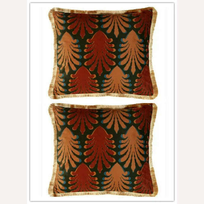 KIMLUD, Europe Fairy Story Luxury Velvet Cushion Cover 45x5cm Throw Pillow Cover Decorative for Couch Living Room Bedroom Car Red Vintag, 450mm*450mm / 2A, KIMLUD APPAREL - Womens Clothes