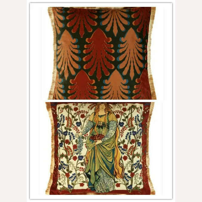 KIMLUD, Europe Fairy Story Luxury Velvet Cushion Cover 45x5cm Throw Pillow Cover Decorative for Couch Living Room Bedroom Car Red Vintag, 450mm*450mm / AD, KIMLUD APPAREL - Womens Clothes