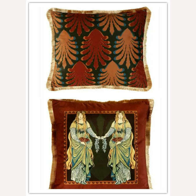 KIMLUD, Europe Fairy Story Luxury Velvet Cushion Cover 45x5cm Throw Pillow Cover Decorative for Couch Living Room Bedroom Car Red Vintag, 450mm*450mm / AB, KIMLUD APPAREL - Womens Clothes