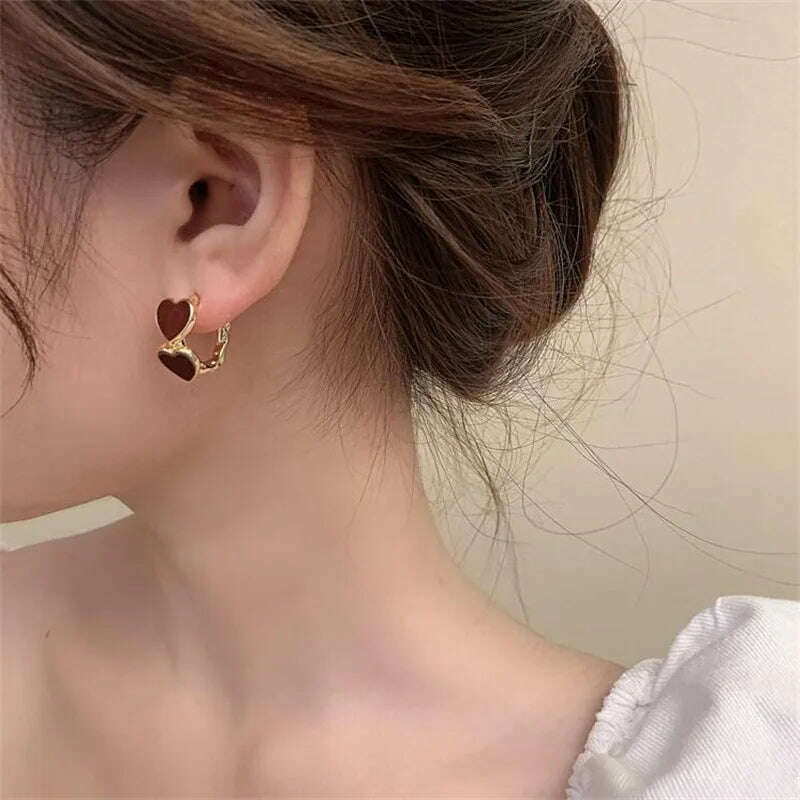 KIMLUD, European and American Fashion New Style Temperament Retro Wine Red Love Earrings Women and Jewelry Banquet Party Couple Gift, KIMLUD Womens Clothes