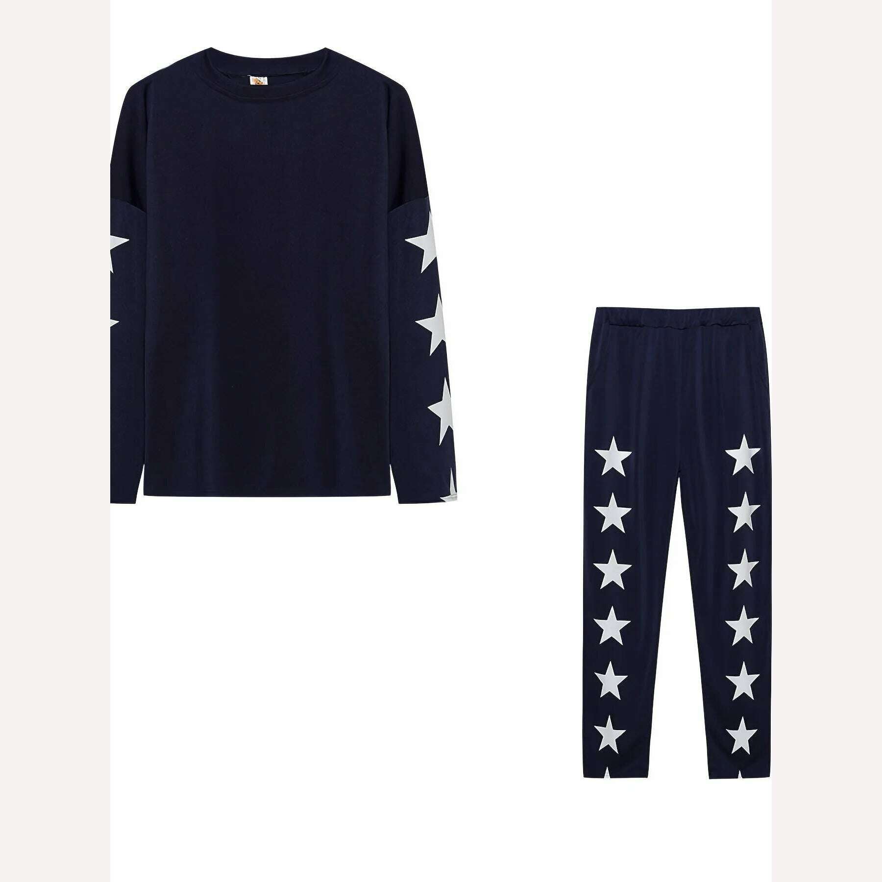 KIMLUD, European And American Fashion Women's Color Contrast Plaid Patchwork Casual Long-sleeved Two-piece Suit, KIMLUD Womens Clothes