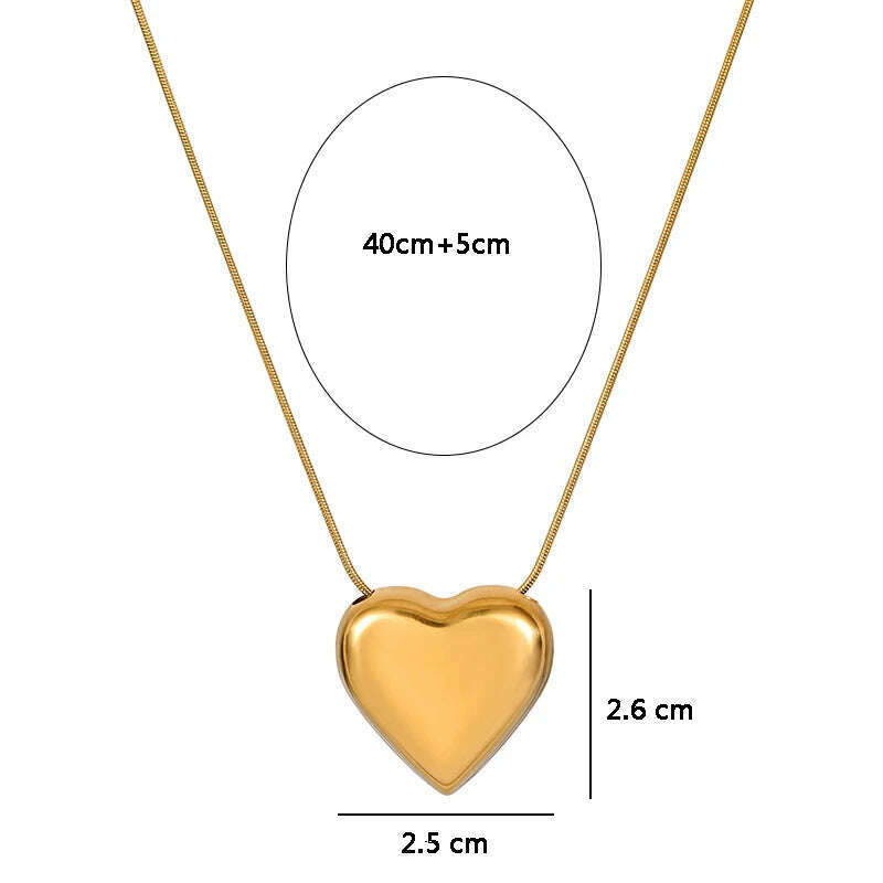 KIMLUD, European and American Hip Hop Simple Peach Heart Pendant Titanium Steel Necklace for Girls Sexy Clavicle Chain for Women jewelry, KIMLUD Womens Clothes