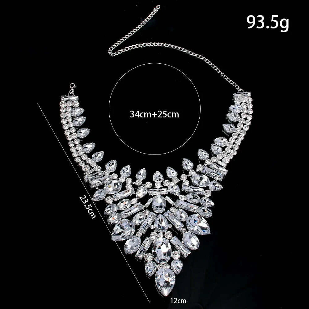 European and American luxury geometric necklace, exaggerated rhinestone collarbone chain, retro banquet accessory for women, Nec