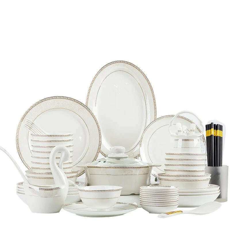 European Ceramic Plate Set Hand Stroke Western Restaurant Dinner Set Plates and Dishes Court Flower Relief Breakfast Bread Pan - KIMLUD