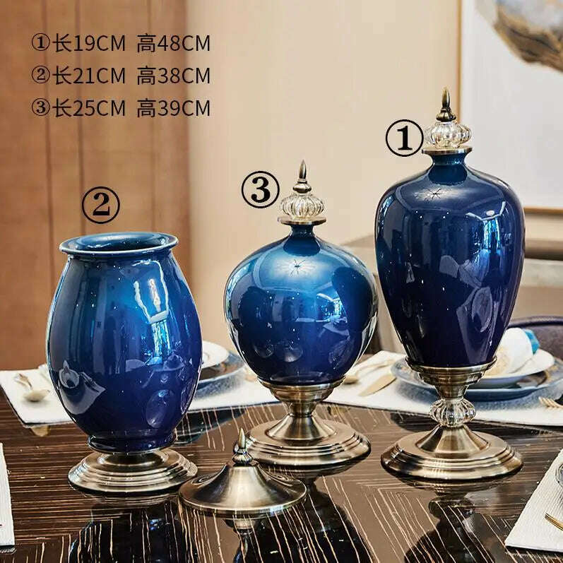European Luxury Ice Crack Ceramic Vase Figurine Home Furnishing Decoration Craft Livingroom Desktop Porcelain Flowerpot Ornament - KIMLUD