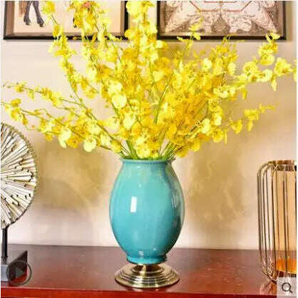 European Luxury Ice Crack Ceramic Vase Figurine Home Furnishing Decoration Craft Livingroom Desktop Porcelain Flowerpot Ornament - KIMLUD