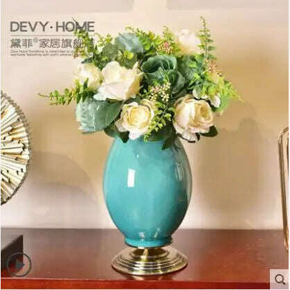 European Luxury Ice Crack Ceramic Vase Figurine Home Furnishing Decoration Craft Livingroom Desktop Porcelain Flowerpot Ornament - KIMLUD