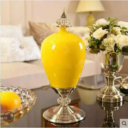 European Luxury Ice Crack Ceramic Vase Figurine Home Furnishing Decoration Craft Livingroom Desktop Porcelain Flowerpot Ornament - KIMLUD