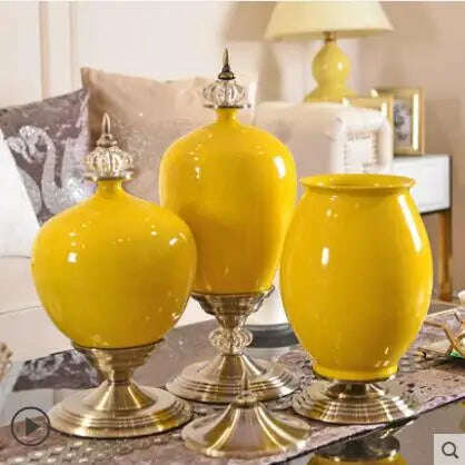 European Luxury Ice Crack Ceramic Vase Figurine Home Furnishing Decoration Craft Livingroom Desktop Porcelain Flowerpot Ornament - KIMLUD