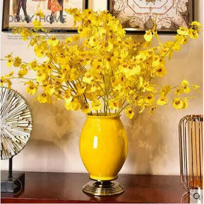 European Luxury Ice Crack Ceramic Vase Figurine Home Furnishing Decoration Craft Livingroom Desktop Porcelain Flowerpot Ornament - KIMLUD