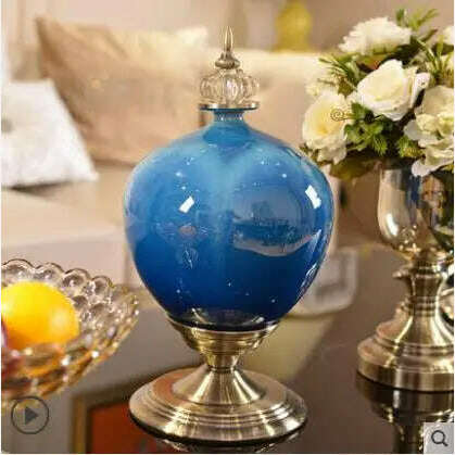 European Luxury Ice Crack Ceramic Vase Figurine Home Furnishing Decoration Craft Livingroom Desktop Porcelain Flowerpot Ornament - KIMLUD