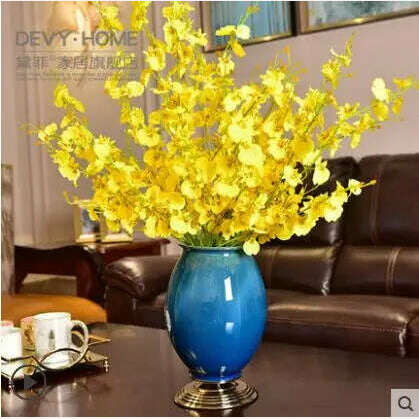 European Luxury Ice Crack Ceramic Vase Figurine Home Furnishing Decoration Craft Livingroom Desktop Porcelain Flowerpot Ornament - KIMLUD