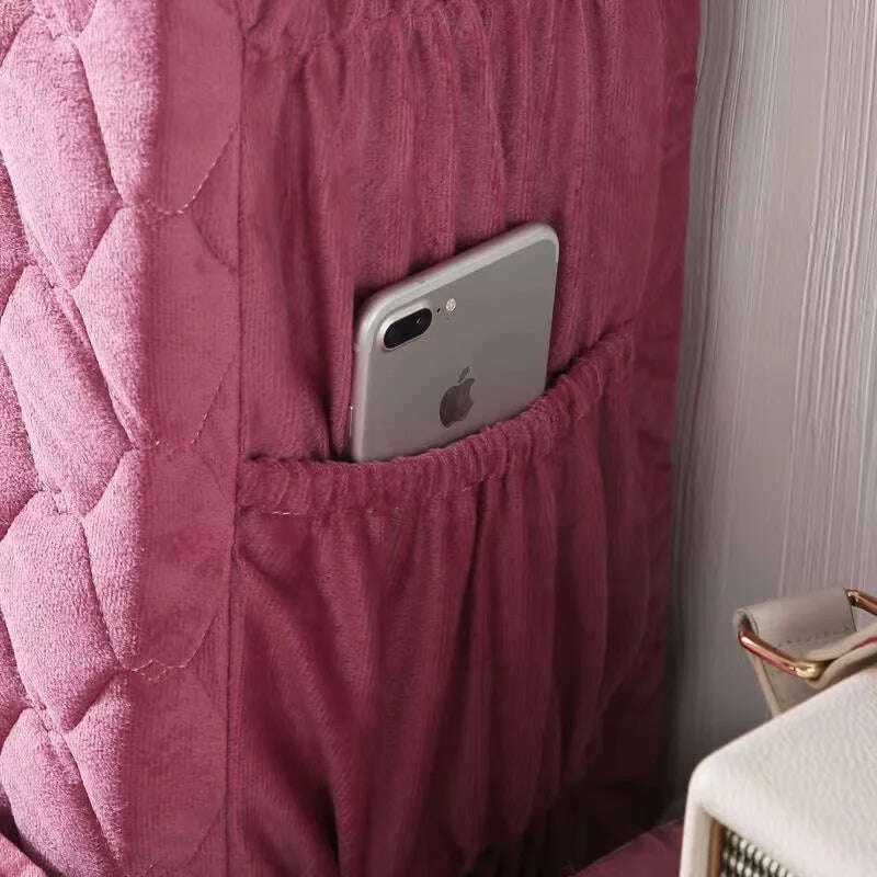 KIMLUD, European Luxury Lace Flannel King Queen Customized Headboard Cover Fashion Thicken Velvet All-inclusive Quilted Bed Head Cover, KIMLUD Womens Clothes