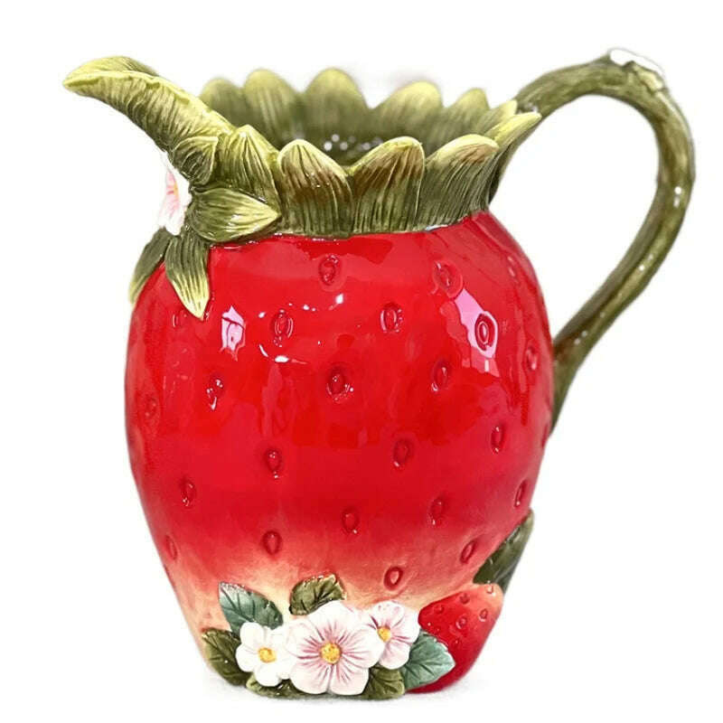 European pastoral style creative strawberry ceramic vase living room decoration Fresh flower vase home decoration new home gift - KIMLUD