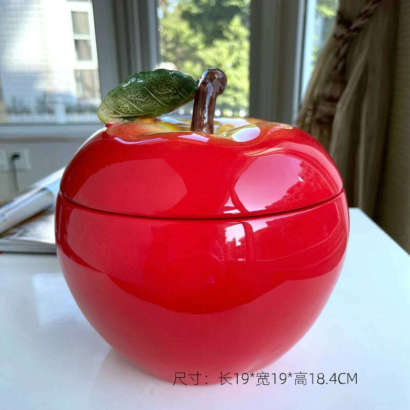European-Style Ceramic Pot Safe Apple Sealed Jar Candy Storage Storage Jar Entry Luxury Home Decoration Ornaments - KIMLUD