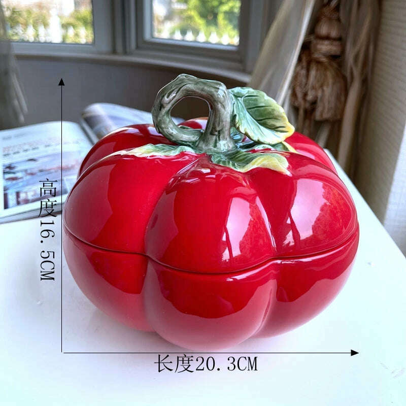 European-Style Ceramic Pot Safe Apple Sealed Jar Candy Storage Storage Jar Entry Luxury Home Decoration Ornaments - KIMLUD