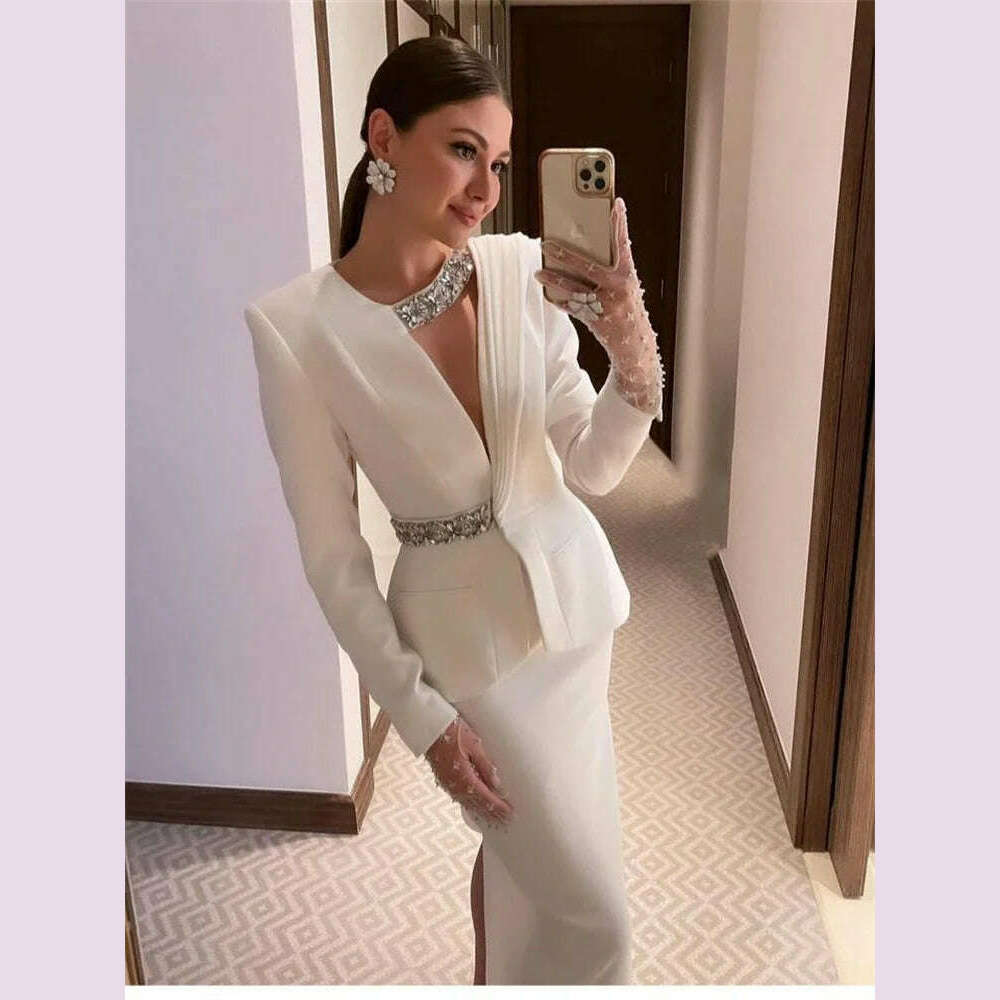 Evening Dresses Full Sleeves Jacket Formal Dresses 2024 Beads Cocktail Evening Dresses Full Sleeves Jacket Formal Dresses 2024 Beads Cocktail