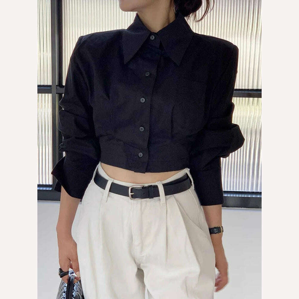 KIMLUD, Cotton-Poly Broadcloth Shirt Hollow Out Bandage Buckle — White | KIMLUD, KIMLUD Womens Clothes